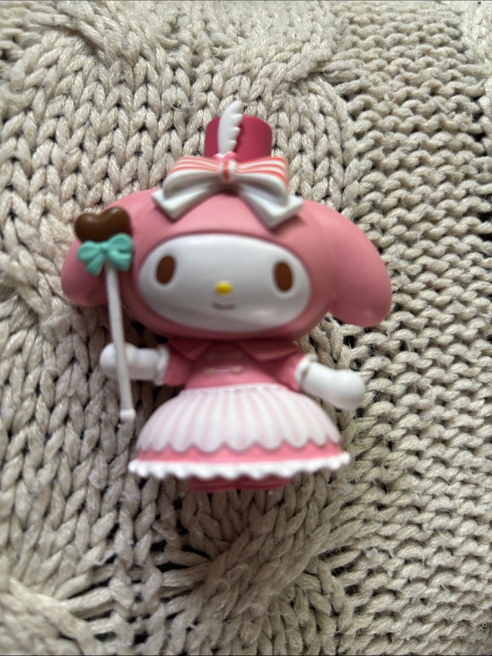 Sanrio My Melody Pink Dress Figurine with Mint Bow Wand